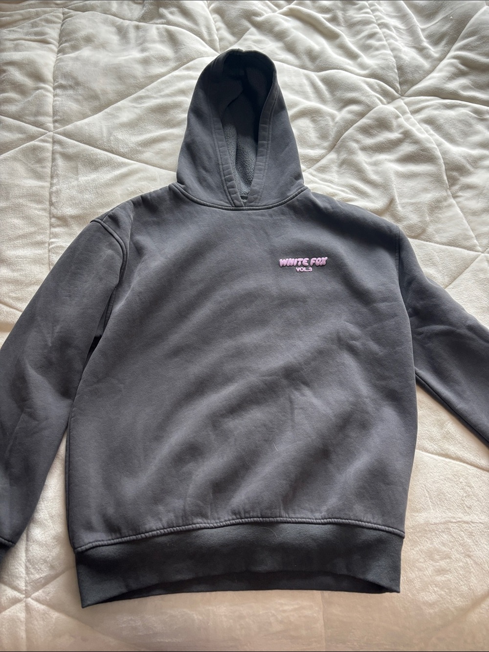 White Fox Boutique Charcoal Pullover with Pink Logo